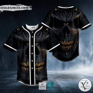 Black Gold Demon Skull Baseball Jersey