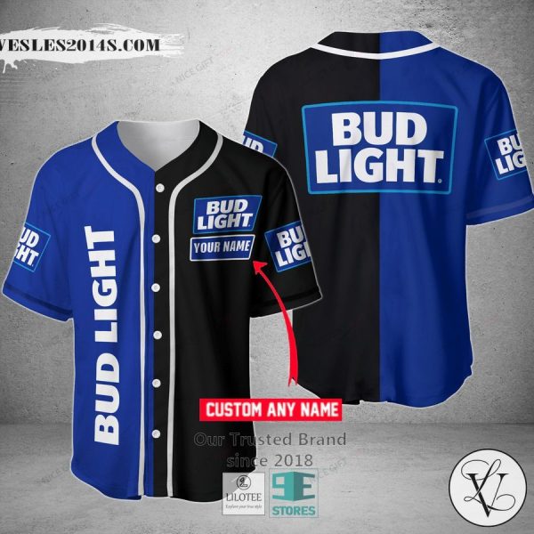 Bud Light Your Name Black Blue Baseball Jersey