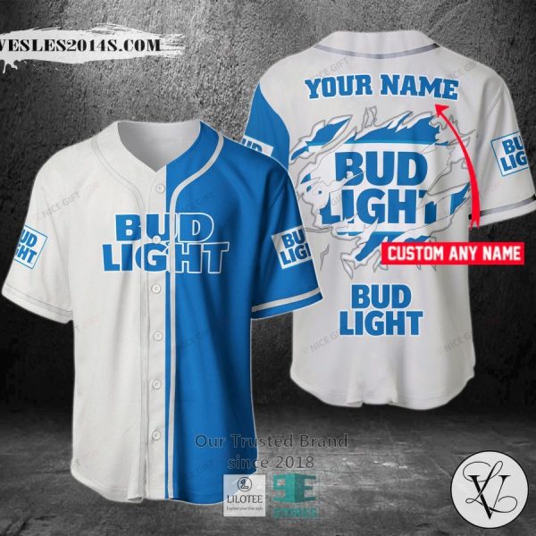 Bud Light Your Name Blue White Baseball Jersey