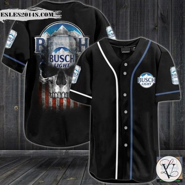 Busch Light Punisher Skull Baseball Jersey Shirt