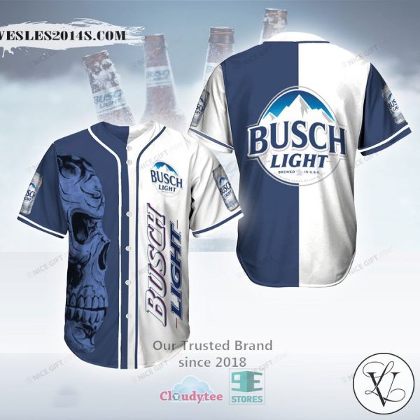 Busch Light logo skull blue white Baseball Jersey