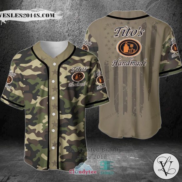 Tito’s Handmade Vodka United States Flag green camo Baseball Jersey