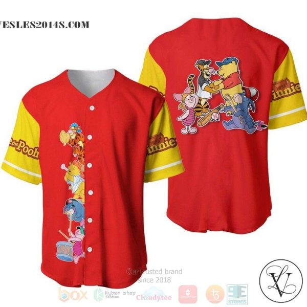 Winnie The Pooh Team All Over Print Red Baseball jersey