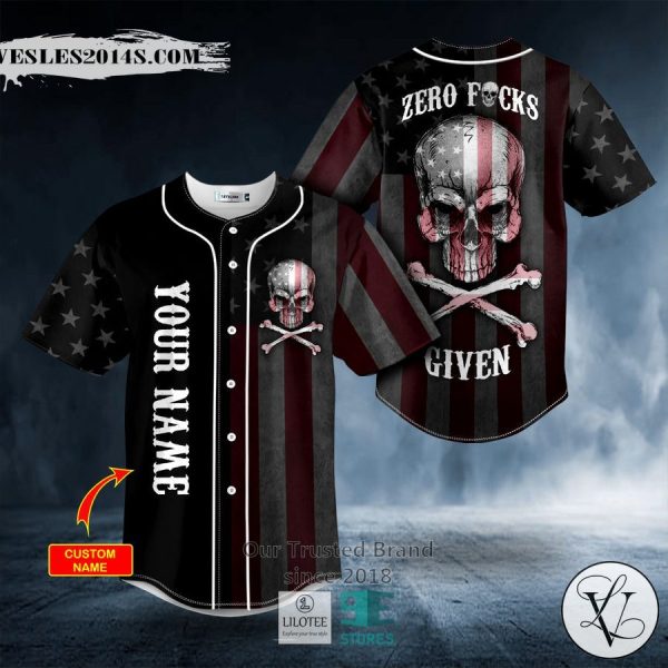 Zero F Given American Flag Skull Custom Baseball Jersey